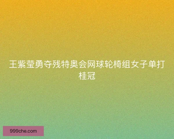 王紫莹勇夺残特奥会网球轮椅组女子单打桂冠
